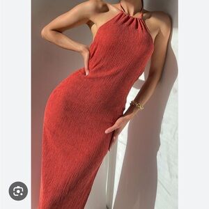 Meshki demi crinkle maxi dress in burnt orange (XXS)